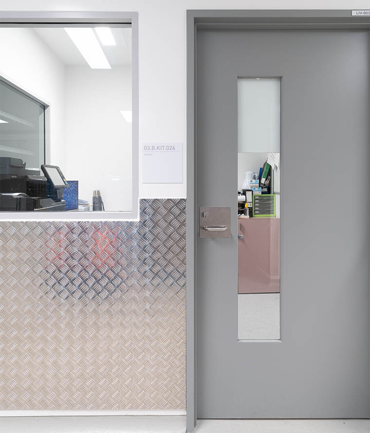 Inteviron hygienic door and frame in commercial kitchen